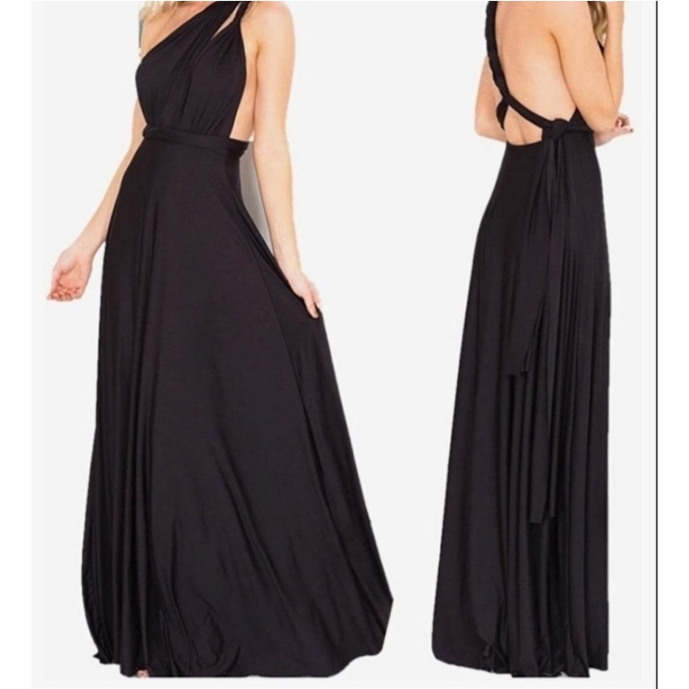 Von Vonni Black Infinity Convertible Maxi‎ Dress One Size New In Packaging
